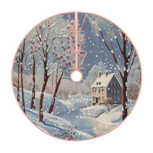 Weihnachtsbaum-Rock mit Winterlandschaft, 121,9 cm, mit Bändern und Kanten für Weihnachten, Urlaub, Party-Dekoration Weihnachtsbaum-Rock mit Winterlandschaft, 121,9 cm, mit Bändern und Kanten für Weihnachten, Urlaub, Party-Dekoration von BWWHCCTI