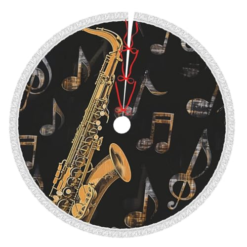Weihnachtsbaumrock mit Musiknoten, Höhen, bedruckt, 91,4 cm, mit Quaste, verdickte Weihnachtsbaummatte, Dekorationen, Röcke für Weihnachten, Urlaub, Party-Dekoration Weihnachtsbaumrock mit Musiknoten, Höhen, bedruckt, 91,4 cm, mit Quaste, verdickte Weihnachtsbaummatte, Dekorationen, Röcke für Weihnachten, Urlaub, Party-Dekoration von BWWHCCTI