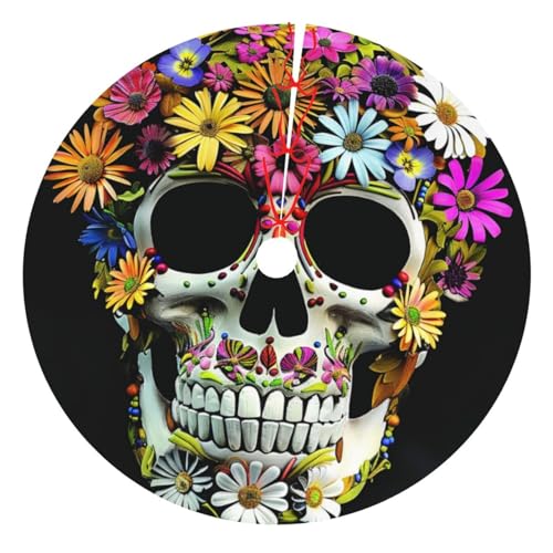 Weihnachtsbaumrock mit Totenkopf-Druck, 121,9 cm, verdickter Weihnachtsbaumschmuck, Röcke für Weihnachten, Urlaub, Party-Dekoration Weihnachtsbaumrock mit Totenkopf-Druck, 121,9 cm, verdickter Weihnachtsbaumschmuck, Röcke für Weihnachten, Urlaub, Party-Dekoration von BWWHCCTI