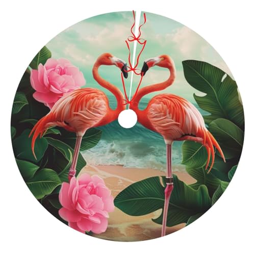 Weihnachtsbaumrock mit zwei Flamingos, bedruckt, 121,9 cm, verdickter Weihnachtsbaumschmuck, Röcke für Weihnachten, Urlaub, Party-Dekoration Weihnachtsbaumrock mit zwei Flamingos, bedruckt, 121,9 cm, verdickter Weihnachtsbaumschmuck, Röcke für Weihnachten, Urlaub, Party-Dekoration von BWWHCCTI