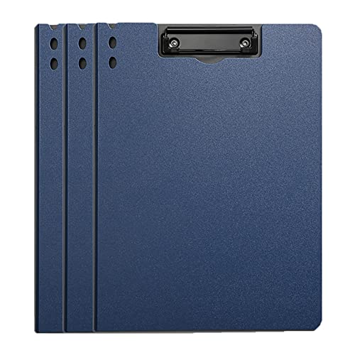 BXGH Clipboard Foldover for Document Organizing Students Teacher Coach Plastic Writing Folder Size Paper Pack of 3, DMJ089, Vertical-Navy Blue von BXGH