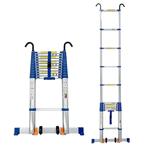 20ft/ 23ft/ 26ft Teleskopleiter, Aluminium-Teleskopleiter mit Haken und Stabilisatorstange, Verlängerungsleiter für Hausdach-Dachboden-Wohnmobil-Arbeiten im Freien, Belastung 150 kg (Farbe: Blau, 20ft/ 23ft/ 26ft Teleskopleiter, Aluminium-Teleskopleiter mit Haken und Stabilisatorstange, Verlängerungsleiter für Hausdach-Dachboden-Wohnmobil-Arbeiten im Freien, Belastung 150 kg (Farbe: Blau, von BXSUKEYOU