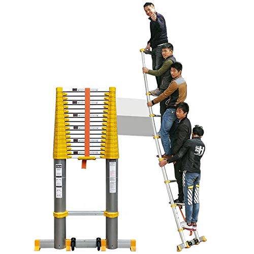 8 m/ 7 m/ 6 m/ 5 m/ 4 m/ 3 m/ 2 m/ 1 m hohe ausziehbare Leiter Gelb, Teleskopleiter für das Dach des Dachgeschosses mit Stabilisator, Belastung 150 kg (Größe: 8 m/26 Fuß) It's so Kind of You von BXSUKEYOU