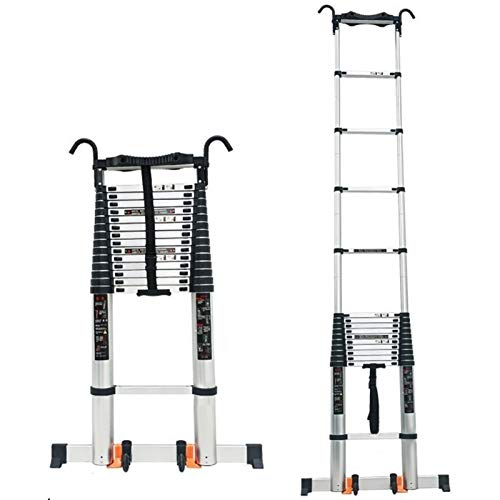Aluminium-Teleskopleiter mit abnehmbarem Haken, 8 m/ 7 m/ 6 m/ 5 m/ 4 m/ 3 m/ 2 m/ 1 m hohe Teleskop-Verlängerungsleitern für Arbeiten auf dem Dachboden im Freien (Größe: 6,7 m/22 Fuß) It's so kind of von BXSUKEYOU