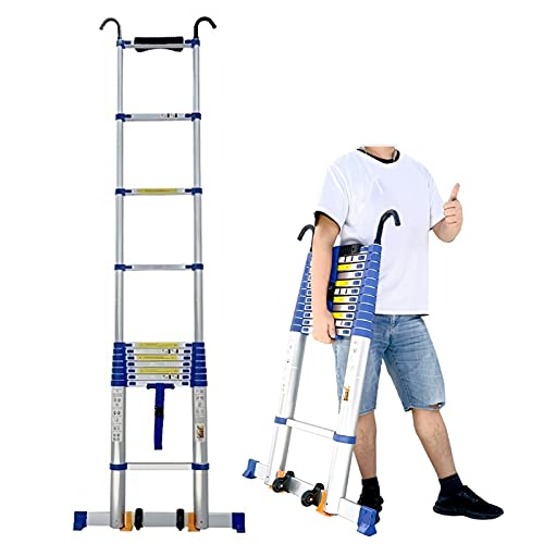 Aluminium-Teleskopleiter mit abnehmbarem Haken, 8 m/ 7 m/ 6 m/ 5 m/ 4 m hohe Teleskop-Verlängerungsleitern mit Stabilisator für Zuhause, Wohnmobil, Dachboden (Größe: 6,7 m/22 Fuß) It's so Kind of You von BXSUKEYOU