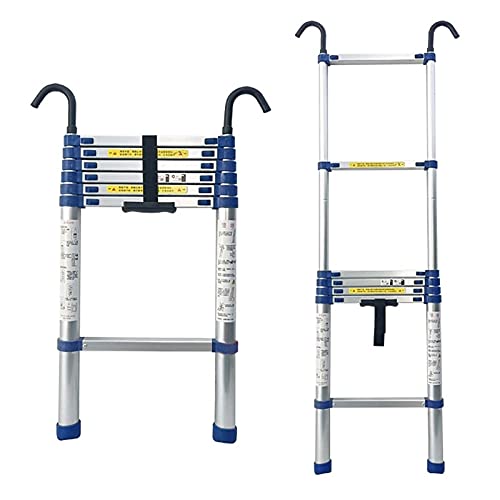 Aluminium-Verlängerungsleiter für 8 m/ 7 m/ 6 m/ 5 m/ 4 m/ 3 m/ 2 m Dach, Teleskopleiter mit abnehmbarem Haken und extra breiter Stufe, Belastung 150 kg (Größe: 1,9 m/6,2 Fuß) It's so Kind of You von BXSUKEYOU
