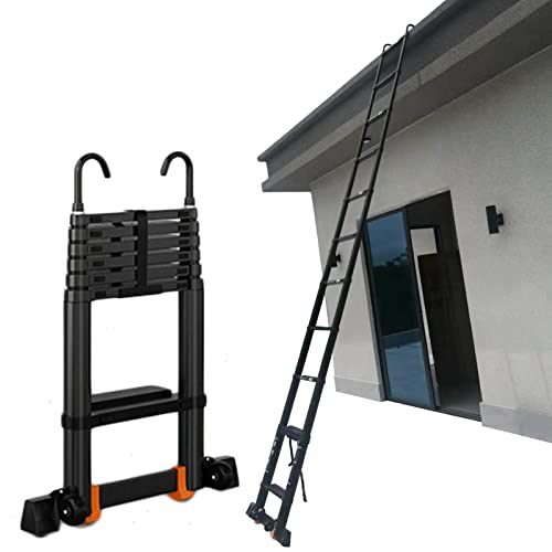 Teleskopleiter für 6 m/5 m/4 m/3 m/2 m Dachzelt/Dachboden, ausziehbare Teleskopleiter aus Aluminium mit abnehmbarem Haken und Stabilisatorstange, Tragkraft 440 lbs (Größe: 4,7 m/15 Fuß) It's so Kind von BXSUKEYOU