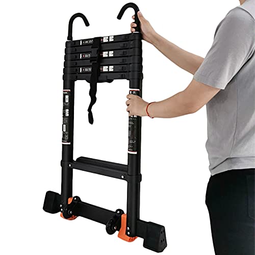 Teleskopleiter für 6 m/5 m/4 m/3 m/2 m Wohnmobil/Dachzelt/Dachboden, ausziehbare Teleskopleiter aus Aluminium mit abnehmbarem Haken und Stabilisatorstange (Größe: 4,7 m/15 Fuß) It's so Kind of You von BXSUKEYOU