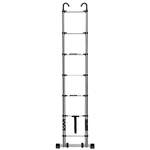 Teleskopleiter für Wohnmobil-Dachzelt 5 m/4 m/3 m/2 m, ausziehbare Aluminium-Teleskopleiter mit abnehmbarem Haken und Stabilisatorstange, Tragfähigkeit 200 kg (Größe: 4,7 m/15 Fuß) It's so kind of you von BXSUKEYOU