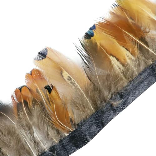 1 Meter natürliche Fasanenfedern, Besatz, Huhn, Pfauenfeder, Fransen für Kostüm, Kleidung, Nähen, Hochzeitszubehör von BXVXWKJXKR