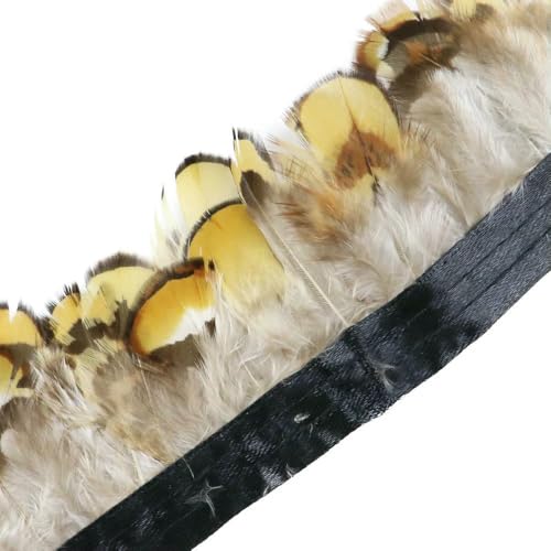 1 Meter natürliche Fasanenfedern, Besatz, Huhn, Pfauenfeder, Fransen für Kostüm, Kleidung, Nähen, Hochzeitszubehör von BXVXWKJXKR