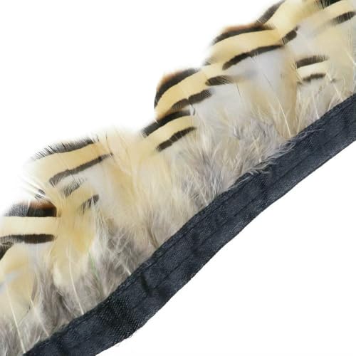 1 Meter natürliche Fasanenfedern, Besatz, Huhn, Pfauenfeder, Fransen für Kostüm, Kleidung, Nähen, Hochzeitszubehör von BXVXWKJXKR