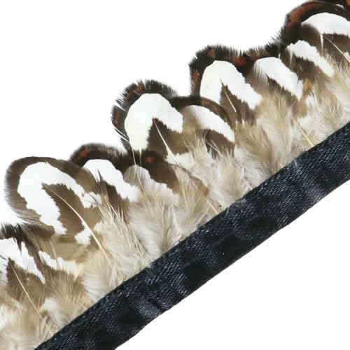 1 Meter natürliche Fasanenfedern, Besatz, Huhn, Pfauenfeder, Fransen für Kostüm, Kleidung, Nähen, Hochzeitszubehör von BXVXWKJXKR
