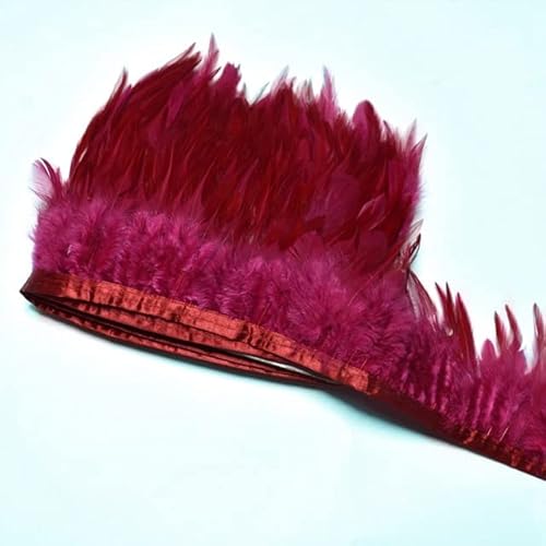 2 m langes Band mit natürlichen schwarzen Federn, Nähen, Kleidung, Fasanfedern, Party, Hochzeit, Basteln, Dekoration, 10–15 cm, Weinrot 2 m langes Band mit natürlichen schwarzen Federn, Nähen, Kleidung, Fasanfedern, Party, Hochzeit, Basteln, Dekoration, 10–15 cm, Weinrot von BXVXWKJXKR