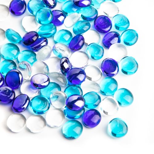 BXVXWKJXKR Bernstein-Glasmurmeln, 0,44 kg, flache Mini-Glasperlen ~ 150 Stück für Vasenfüller, Mancala-Edelsteine, Kieselsteine, Aquarium-Steine für Tisch, Aquarium, Heimdekoration, Bastelbedarf (1,3 von BXVXWKJXKR