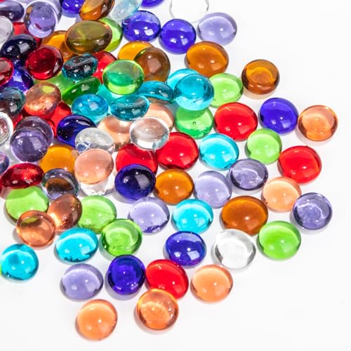 BXVXWKJXKR Bernstein-Glasmurmeln, 0,44 kg, flache Mini-Glasperlen ~ 150 Stück für Vasenfüller, Mancala-Edelsteine, Kieselsteine, Aquarium-Steine für Tisch, Aquarium, Heimdekoration, Bastelbedarf (1,3 von BXVXWKJXKR
