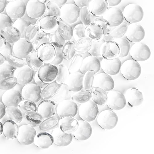 BXVXWKJXKR Bernstein-Glasmurmeln, 0,44 kg, flache Mini-Glasperlen ~ 150 Stück für Vasenfüller, Mancala-Edelsteine, Kieselsteine, Aquarium-Steine für Tisch, Aquarium, Heimdekoration, Bastelbedarf (1,3 von BXVXWKJXKR