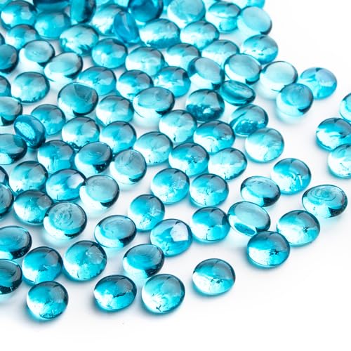 BXVXWKJXKR Bernstein-Glasmurmeln, 0,44 kg, flache Mini-Glasperlen ~ 150 Stück für Vasenfüller, Mancala-Edelsteine, Kieselsteine, Aquarium-Steine für Tisch, Aquarium, Heimdekoration, Bastelbedarf (1,3 von BXVXWKJXKR