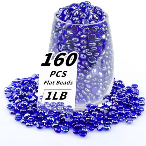 BXVXWKJXKR Flache Glasperlen, 450 g, Violett, 160–180 Stück, kleine Glasmurmeln, Mini-Flach, rund, Kieselsteine für Vasenfüller und Blumen, dekorative Edelsteine für Zuhause und Aquarium-Dekoration von BXVXWKJXKR