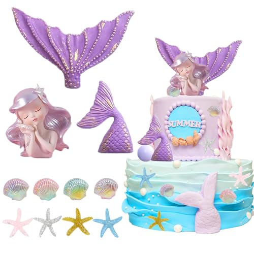 BXYIIGRU Meerjungfrau Kuchen Dekoration Unterwasser Ozean Geburtstag Dekoration Lila Ball Cake Topper Meerjungfrau Figuren Tortendeko Geburtstag für Mädchen Junge Party Torten Deko BXYIIGRU Meerjungfrau Kuchen Dekoration Unterwasser Ozean Geburtstag Dekoration Lila Ball Cake Topper Meerjungfrau Figuren Tortendeko Geburtstag für Mädchen Junge Party Torten Deko von BXYIIGRU