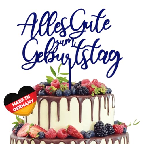 Tortendeko Alles Gute zum Geburtstag Cake Topper Happy Birthday Kuchendeko (BLAU) von BY LOREIN