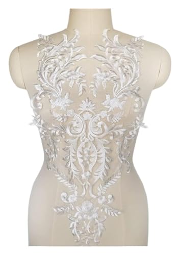 3D Stickerei Applique Blume, Weiß bestickte Spitzenapplikation Blumenstoff Spitzenbesatz Nähen Mesh Kragen Patch von BYALORTEX