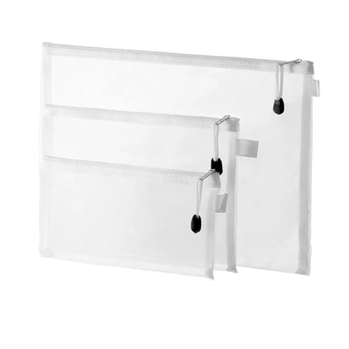 A4 Aktenordner Zip Lock-Taschen, Aktenordner mit Reißverschluss aus Netzstoff, Aufbewahrungstasche, Dokumenten-Organizer, mehrere Größen, 3er-Pack(S M L-3PCS) von BYALORTEX