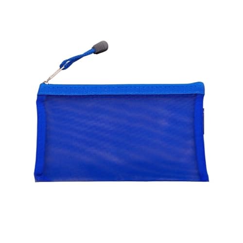 A4 Aktenordner Zip Lock-Taschen, Aktentasche aus Netzstoff mit Reißverschluss, Kosmetiktasche, Dokumenten-Organizer, tragbar, Make-up-Etui, Seilschlaufe, mehrfarbig(Biue) von BYALORTEX