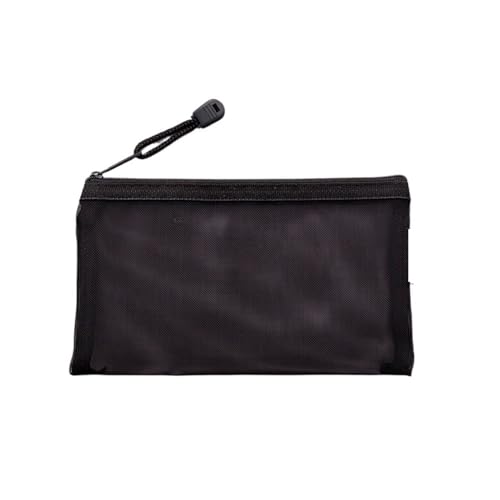 A4 Aktenordner Zip Lock-Taschen, Aktentasche aus Netzstoff mit Reißverschluss, Kosmetiktasche, Dokumenten-Organizer, tragbar, Make-up-Etui, Seilschlaufe, mehrfarbig(Black) von BYALORTEX