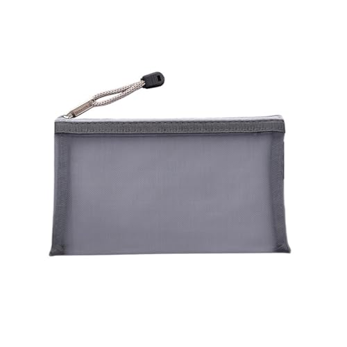 A4 Aktenordner Zip Lock-Taschen, Aktentasche aus Netzstoff mit Reißverschluss, Kosmetiktasche, Dokumenten-Organizer, tragbar, Make-up-Etui, Seilschlaufe, mehrfarbig(Gray) von BYALORTEX