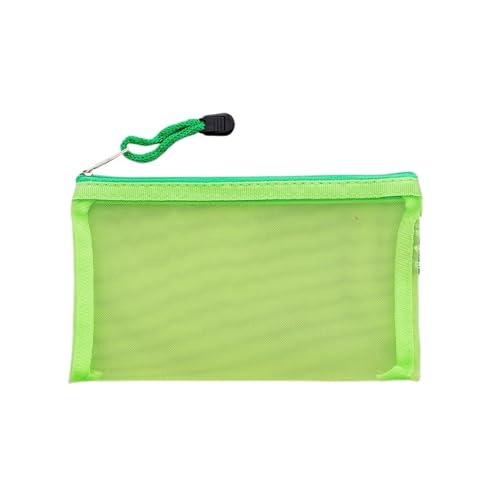 A4 Aktenordner Zip Lock-Taschen, Aktentasche aus Netzstoff mit Reißverschluss, Kosmetiktasche, Dokumenten-Organizer, tragbar, Make-up-Etui, Seilschlaufe, mehrfarbig(Green) von BYALORTEX