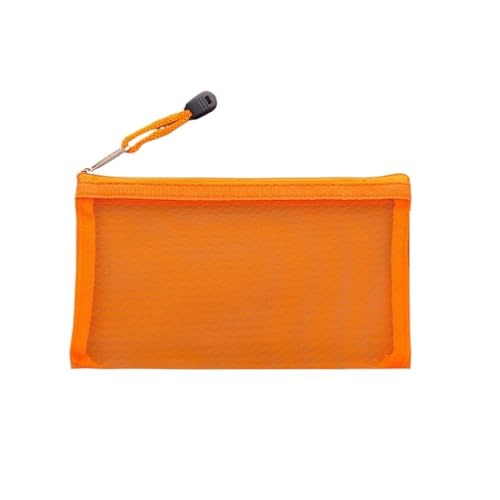 A4 Aktenordner Zip Lock-Taschen, Aktentasche aus Netzstoff mit Reißverschluss, Kosmetiktasche, Dokumenten-Organizer, tragbar, Make-up-Etui, Seilschlaufe, mehrfarbig(Orange) von BYALORTEX