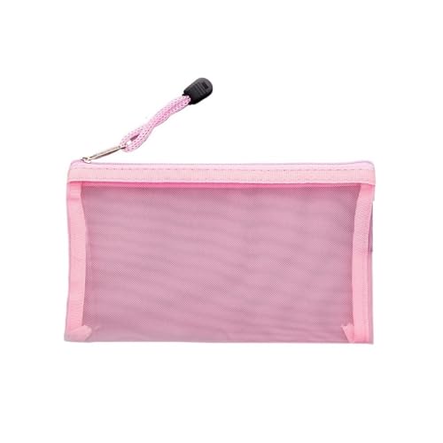 A4 Aktenordner Zip Lock-Taschen, Aktentasche aus Netzstoff mit Reißverschluss, Kosmetiktasche, Dokumenten-Organizer, tragbar, Make-up-Etui, Seilschlaufe, mehrfarbig(Pink) von BYALORTEX