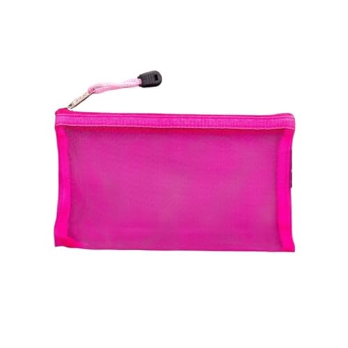 A4 Aktenordner Zip Lock-Taschen, Aktentasche aus Netzstoff mit Reißverschluss, Kosmetiktasche, Dokumenten-Organizer, tragbar, Make-up-Etui, Seilschlaufe, mehrfarbig(Rose Red) von BYALORTEX