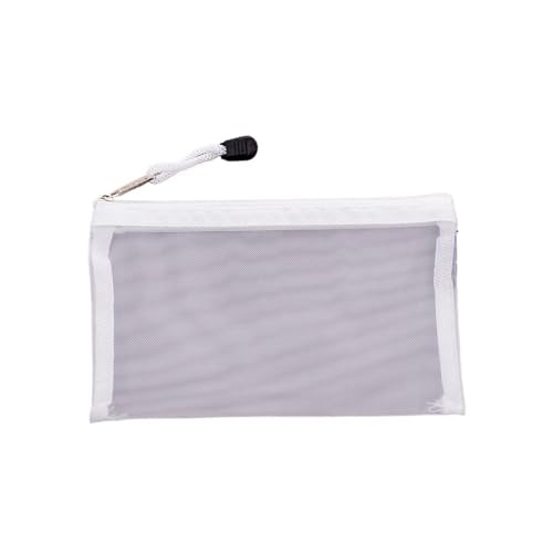A4 Aktenordner Zip Lock-Taschen, Aktentasche aus Netzstoff mit Reißverschluss, Kosmetiktasche, Dokumenten-Organizer, tragbar, Make-up-Etui, Seilschlaufe, mehrfarbig(White) von BYALORTEX