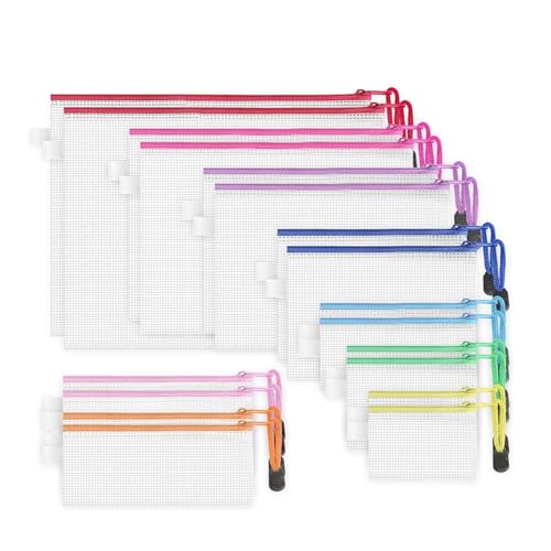 A4 Aktenordner Zip Lock-Taschen, Netzbeutel mit Reißverschluss, 18er-Pack, 8 Größen, wasserdicht, PVC, mehrfarbig A4 Aktenordner Zip Lock-Taschen, Netzbeutel mit Reißverschluss, 18er-Pack, 8 Größen, wasserdicht, PVC, mehrfarbig von BYALORTEX