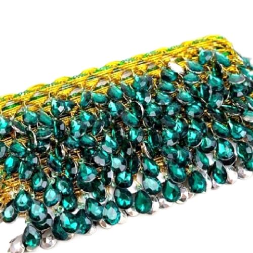 BYALORTEX Applique Stickerei Spitze Trim, 4er-Pack 1 Yard Fransen Strass geflochtene Spitzenbesatz Band Multicolor(Green) von BYALORTEX