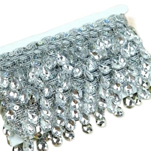 BYALORTEX Applique Stickerei Spitze Trim, 4er-Pack 1 Yard Fransen Strass geflochtene Spitzenbesatz Band Multicolor(Silver) von BYALORTEX