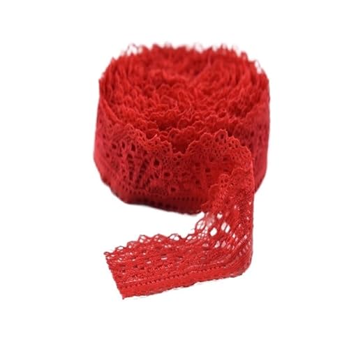 BYALORTEX Applique Stickerei Spitze Trim, Spitzenband, Stickereibesatz, Polyester, 30 mm Breite, Mehrfarbig, 1er- oder 2er-Pack, 5–10 Yards(Red,10 Yards) von BYALORTEX