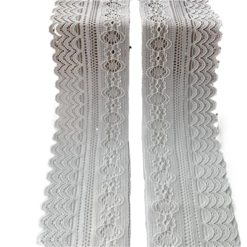 BYALORTEX Applique Stickerei Spitze Trim, Spitzenband, elastisch, 4 Stück, 5 Meter, Mehrfarbig(White) von BYALORTEX
