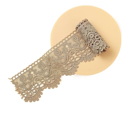 BYALORTEX Applique Stickerei Spitze Trim, Wasserlösliches, ausgehöhltes Spitzenband mit Blumenmuster, 4 Stück, 1 Meter, Mehrfarbig(Dark Ma Gray) von BYALORTEX