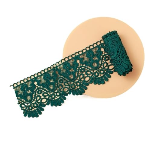 BYALORTEX Applique Stickerei Spitze Trim, Wasserlösliches, ausgehöhltes Spitzenband mit Blumenmuster, 4 Stück, 1 Meter, Mehrfarbig(Deep Green) von BYALORTEX