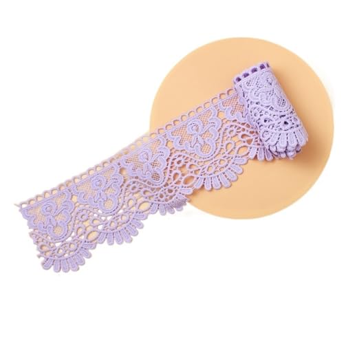 BYALORTEX Applique Stickerei Spitze Trim, Wasserlösliches, ausgehöhltes Spitzenband mit Blumenmuster, 4 Stück, 1 Meter, Mehrfarbig(Light Purple) von BYALORTEX