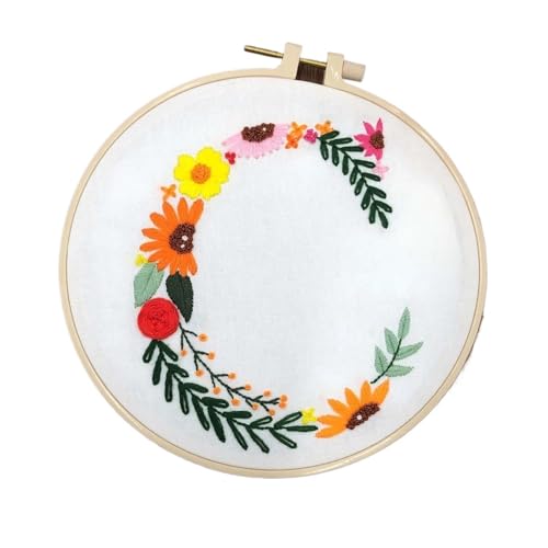 BYALORTEX Stickereiset für Anfänger, Stickpackung mit 26 Buchstaben, Blumen und Pflanzen, 20 x 20 cm, Mehrfarbig(Color c) von BYALORTEX