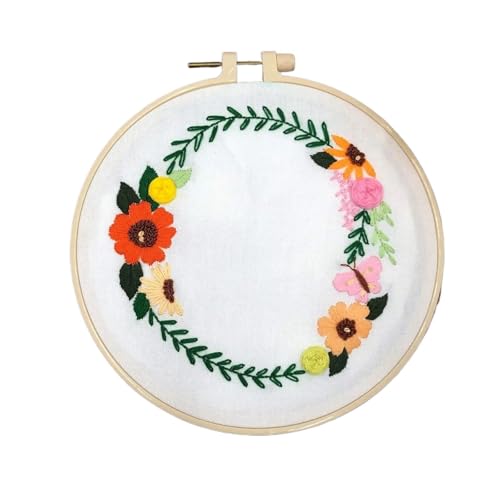 BYALORTEX Stickereiset für Anfänger, Stickpackung mit 26 Buchstaben, Blumen und Pflanzen, 20 x 20 cm, Mehrfarbig(Color o) von BYALORTEX
