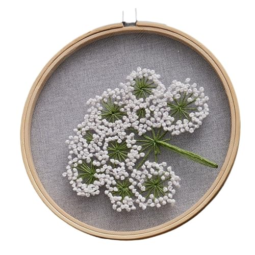 BYALORTEX Stickereiset für Anfänger, Stickset DIY Blumen Pflanzen Muster 18x18cm 20x20cm Stoff Multicolor(Color 04) von BYALORTEX
