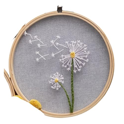 BYALORTEX Stickereiset für Anfänger, Stickset DIY Blumen Pflanzen Muster 18x18cm 20x20cm Stoff Multicolor(Color 06) von BYALORTEX