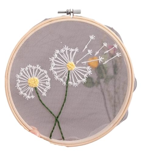 BYALORTEX Stickereiset für Anfänger, Stickset DIY Blumen Pflanzen Muster 18x18cm 20x20cm Stoff Multicolor(Color 07) von BYALORTEX