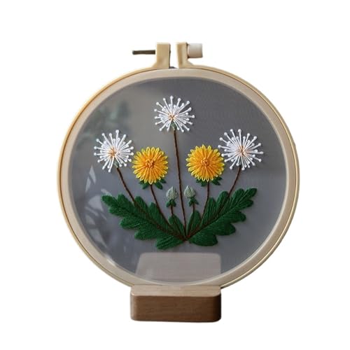 BYALORTEX Stickereiset für Anfänger, Stickset DIY Blumen Pflanzen Muster 18x18cm 20x20cm Stoff Multicolor(Color 10) von BYALORTEX