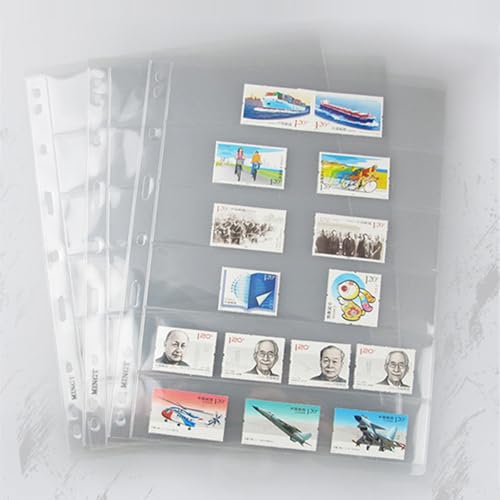 Briefmarkenalbum Einsteckbuch, Hüllen for Briefmarkenalben, transparent, 21,5 x 28 cm, 9 Löcher, 6 Reihen, Packung mit 10/20/30 Stück(21.5x28cmx20 pcs) von BYALORTEX
